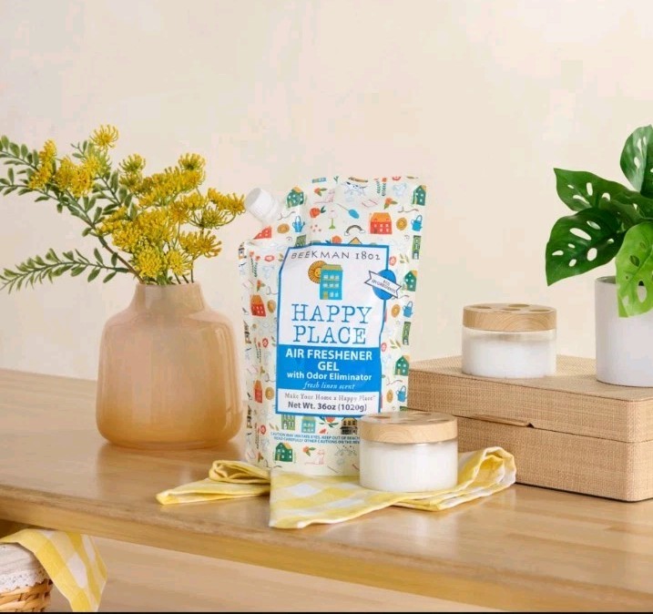 Beekman 1802 Happy Place Air Freshener Odor Eliminator Gel Sweetgrass w/ 2 Jars