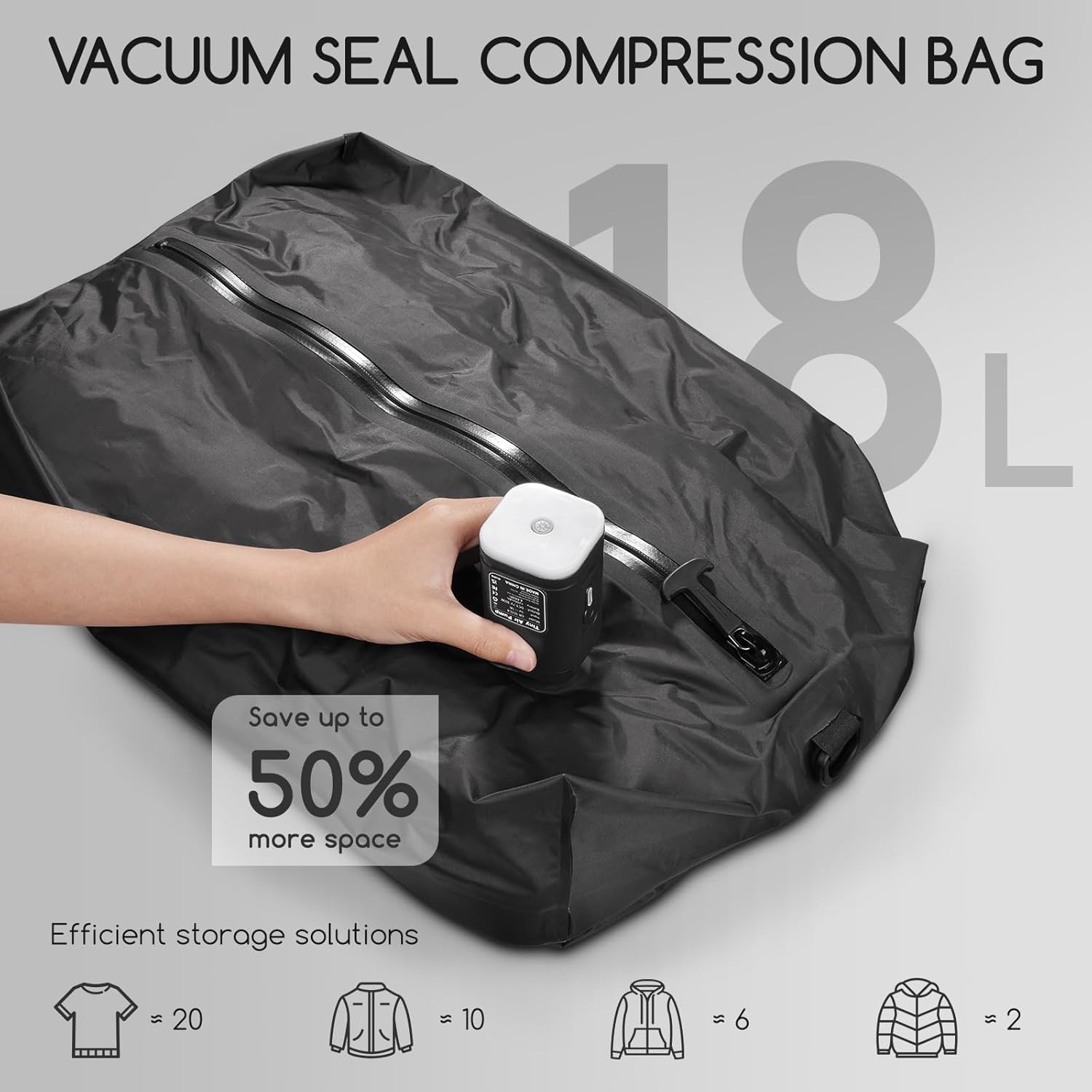 2× 17L Jumbo Vacuum Storage Bags Travel Space Saver Clothes Organizer +5 nozzles