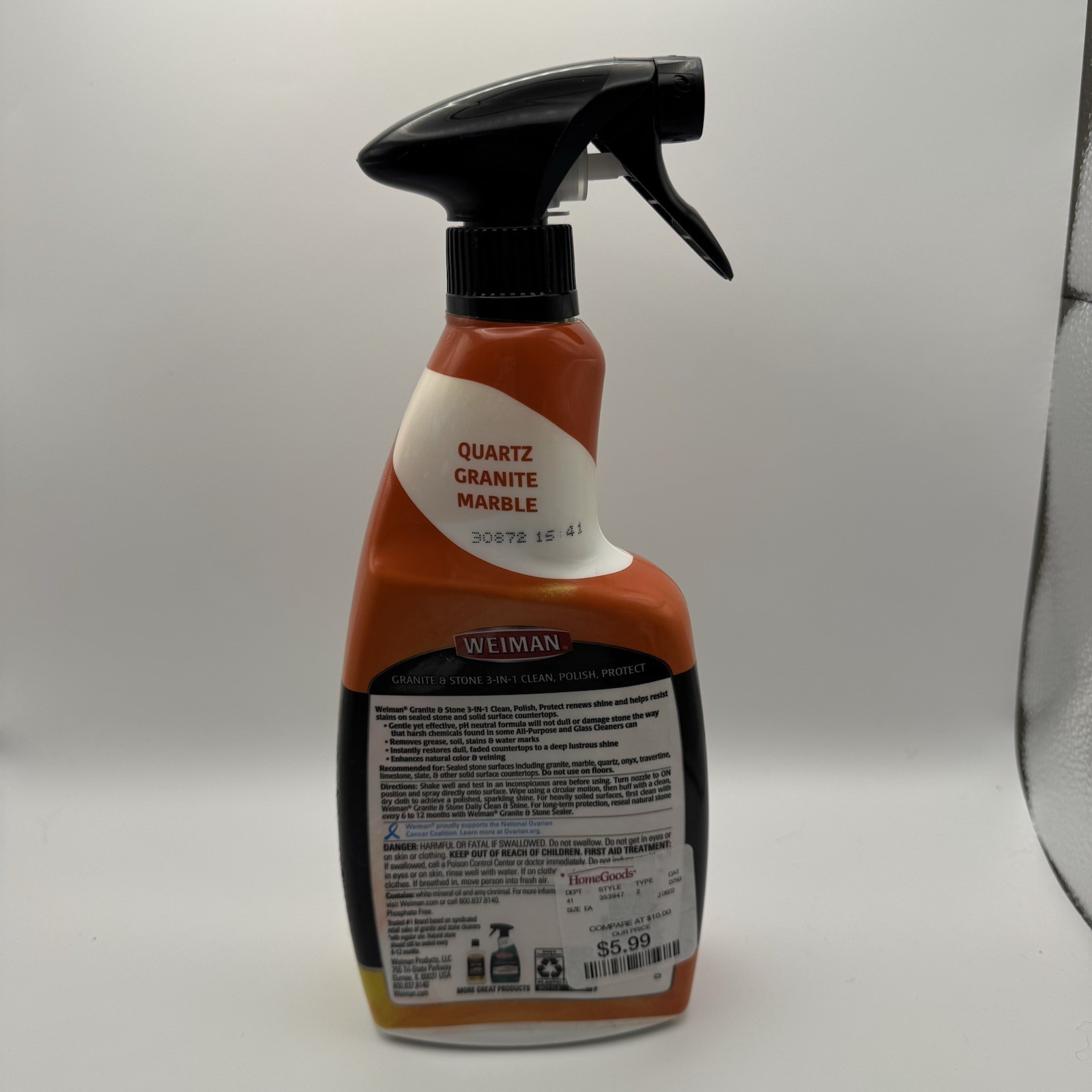 Weiman GRANITE & STONE Marble Countertops 3-IN-1 CLEAN POLISH PROTECT 24oz Spray