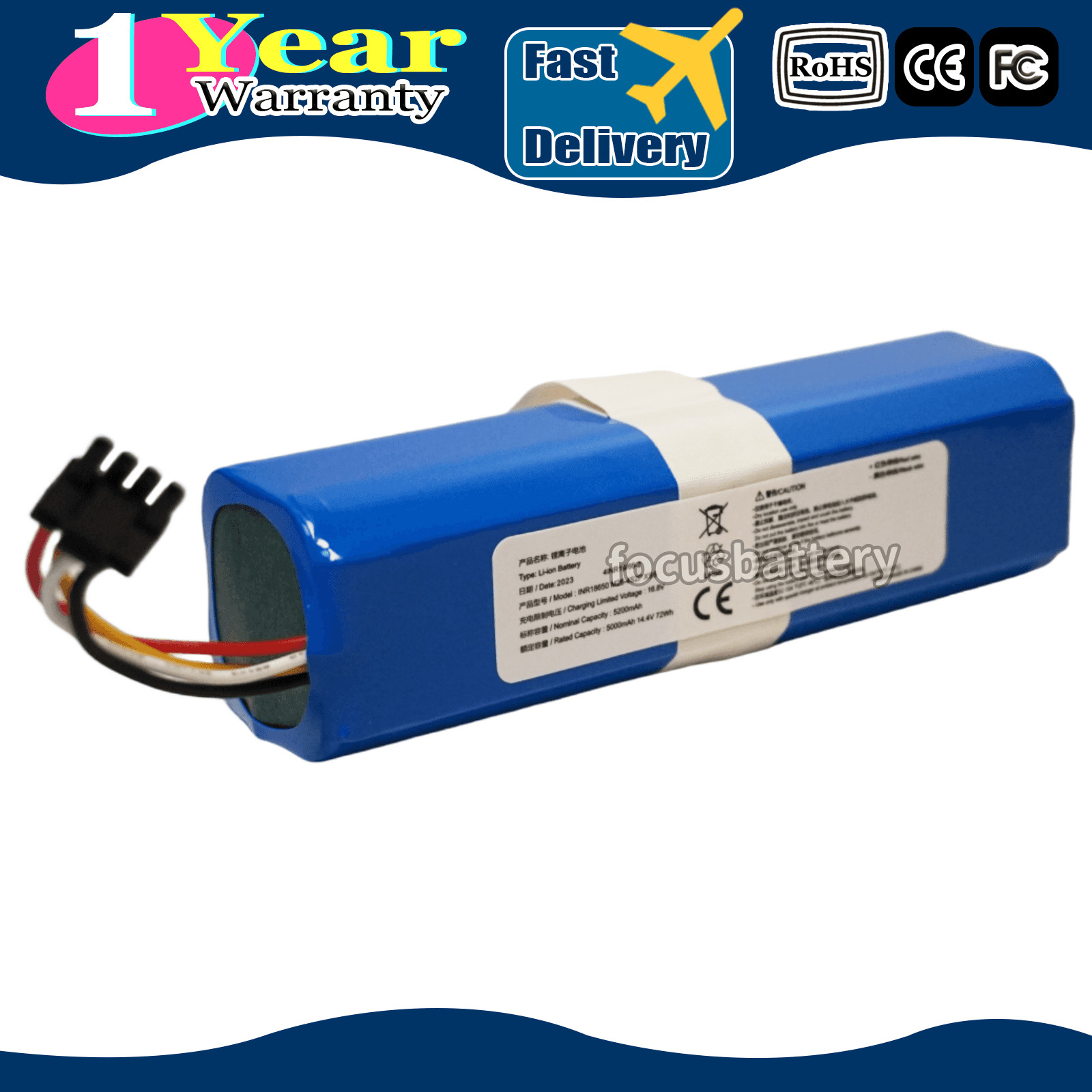 14.4V 5200mAh Battery for 360 X90 X95 S9 S6 Pro E Fufy L70 Hybrid Vacuum Cleaner