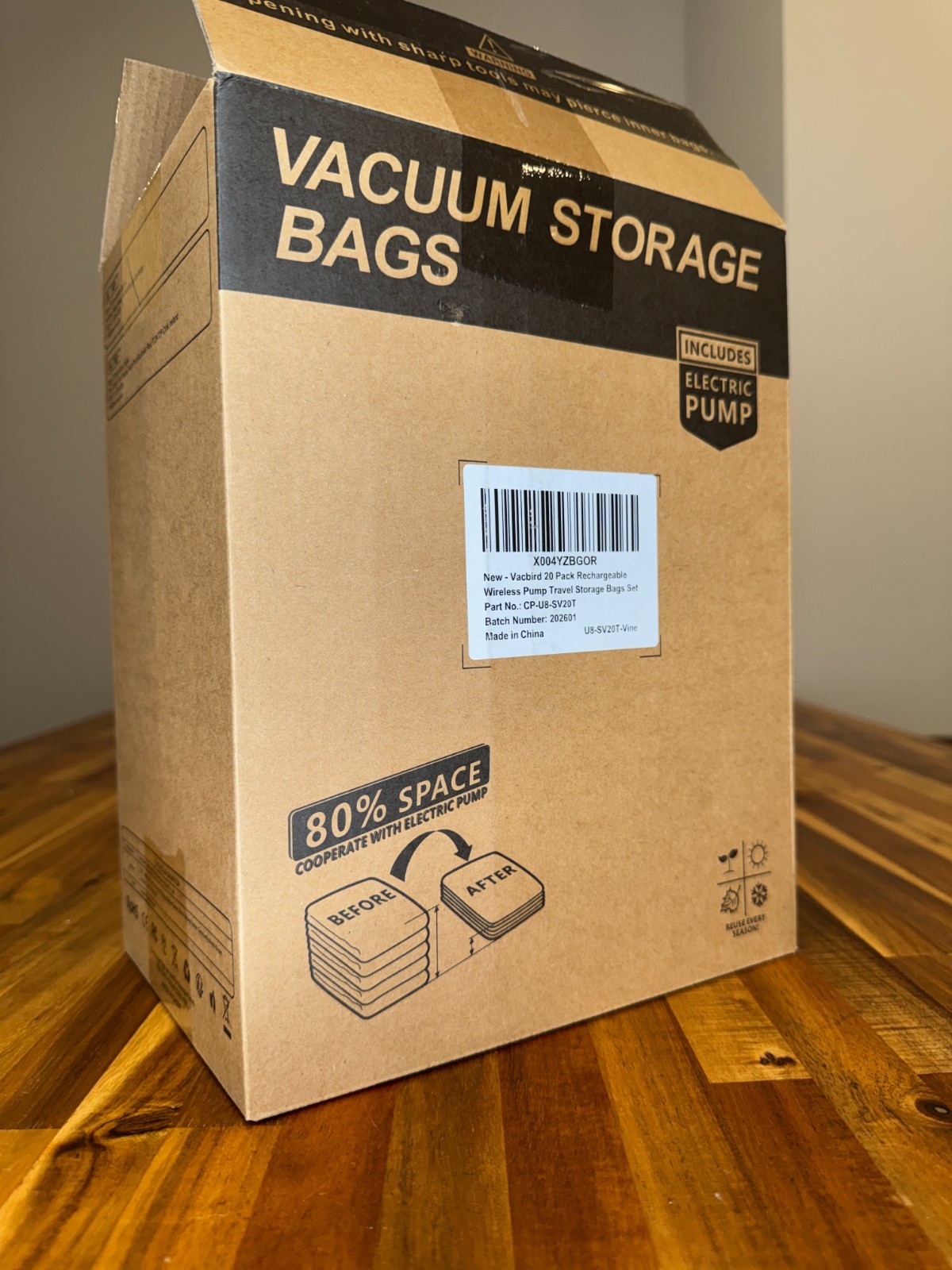 Vacbird Vacuum Bags with Wireless Electric Vacuum Pump / New/ Storage Bags