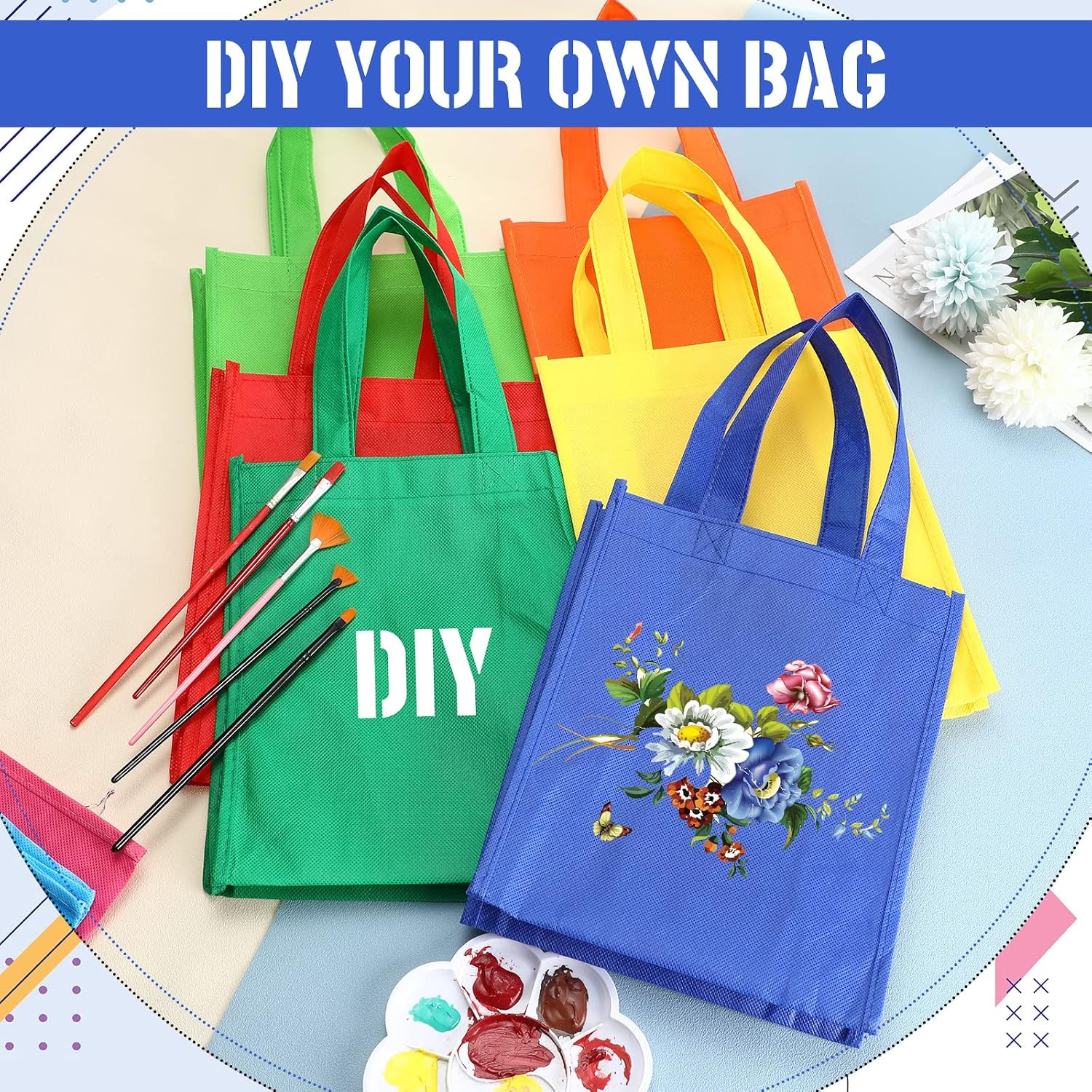 100 Pcs Non Woven Bags Reusable Gift Bag with Handles Shopping Tote Grocery Good