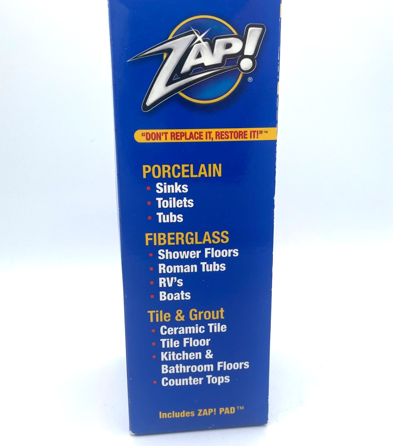 ZAP! ‎Professional Cleaner Porcelain Fiberglass Tile Restorer 12oz. NEW Sealed