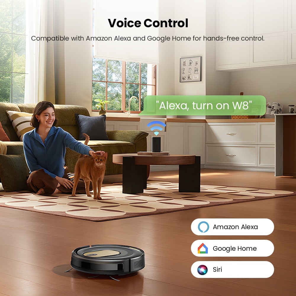 Vactidy W8 Robot Vacuum and Mop 5000Pa Suction,150-Min Runtime,App/Voice Control