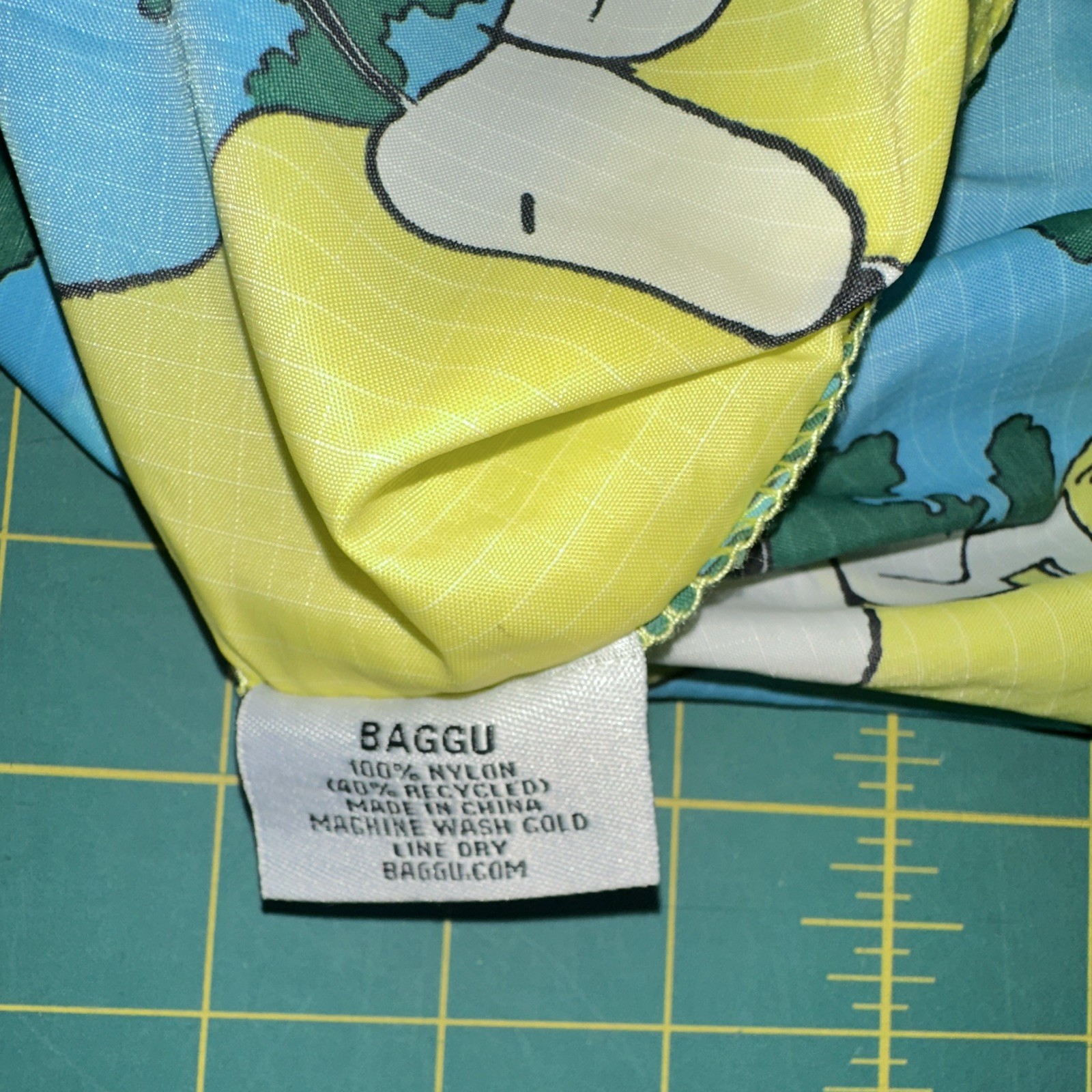 BAGGU Yellow Peanuts Snoopy Take Care All-Over Print Nylon RARE OUT OF PRINT