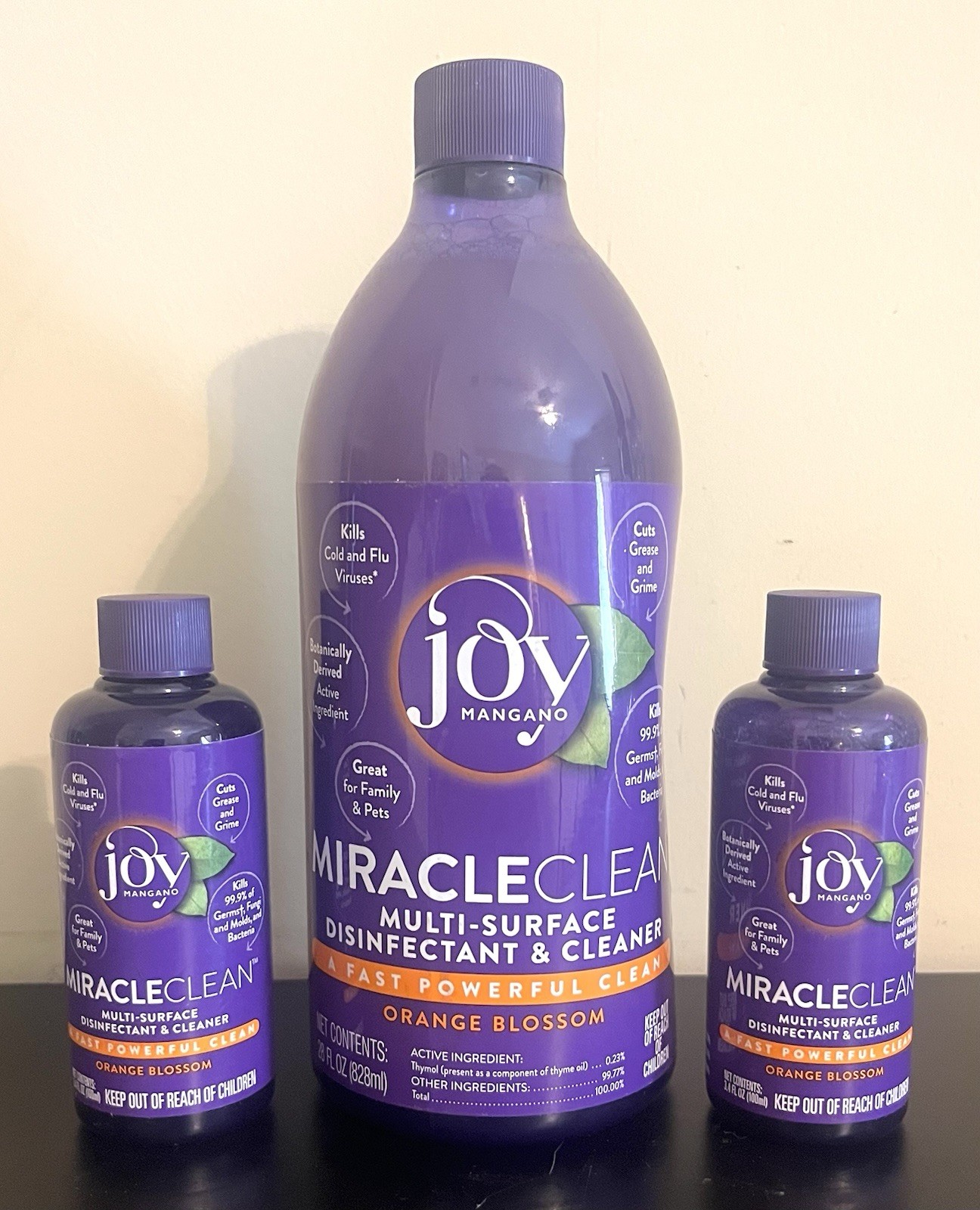 New/Sealed! Joy Mangano Miracle Clean Orange Blossom (1) 28oz & (2) 3.4oz