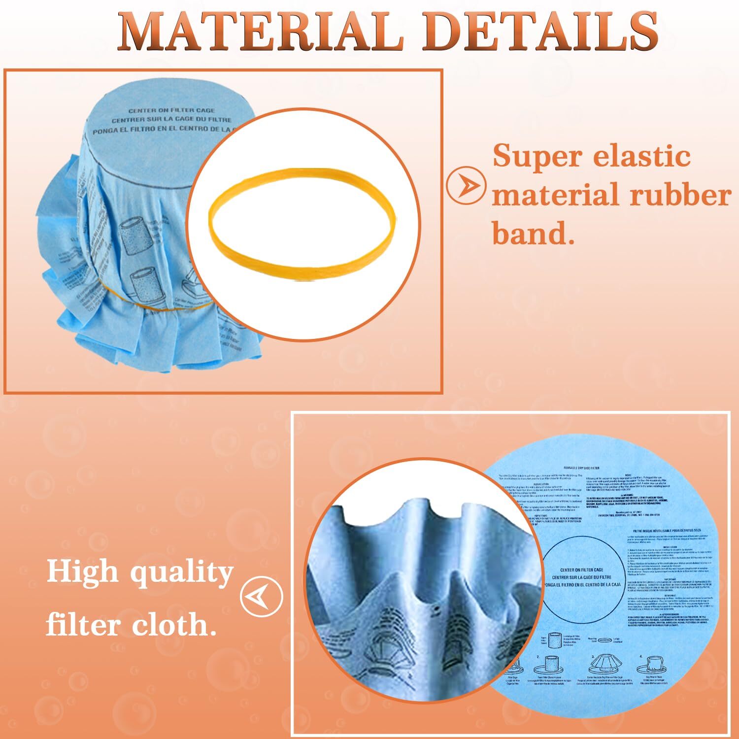 Reusable Wet Dry Vac Filter VF2002 90107 Dry Disc Vacuum Filters