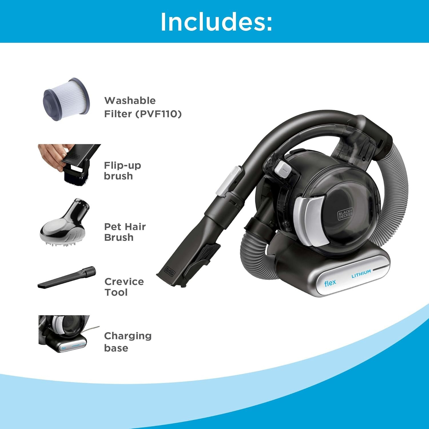 BLACK+DECKER Dustbuster FLEX Cordless Handheld Vacuum, Home, Pet and Car Vacuum