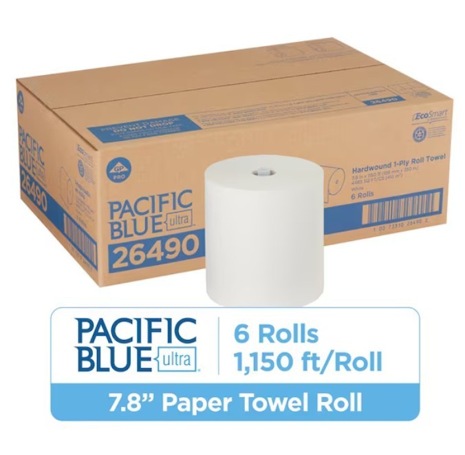 Pacific Blue Ultra 26490 Hardwound Paper Towels 1-Ply 1150 ft White 6 Rolls