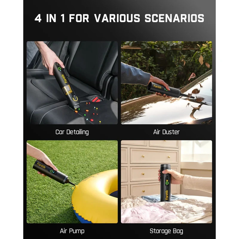Fanttik Slim V10 APEX Cordless Car Vacuum 4-in-1 Multi-Function One-Button Dust