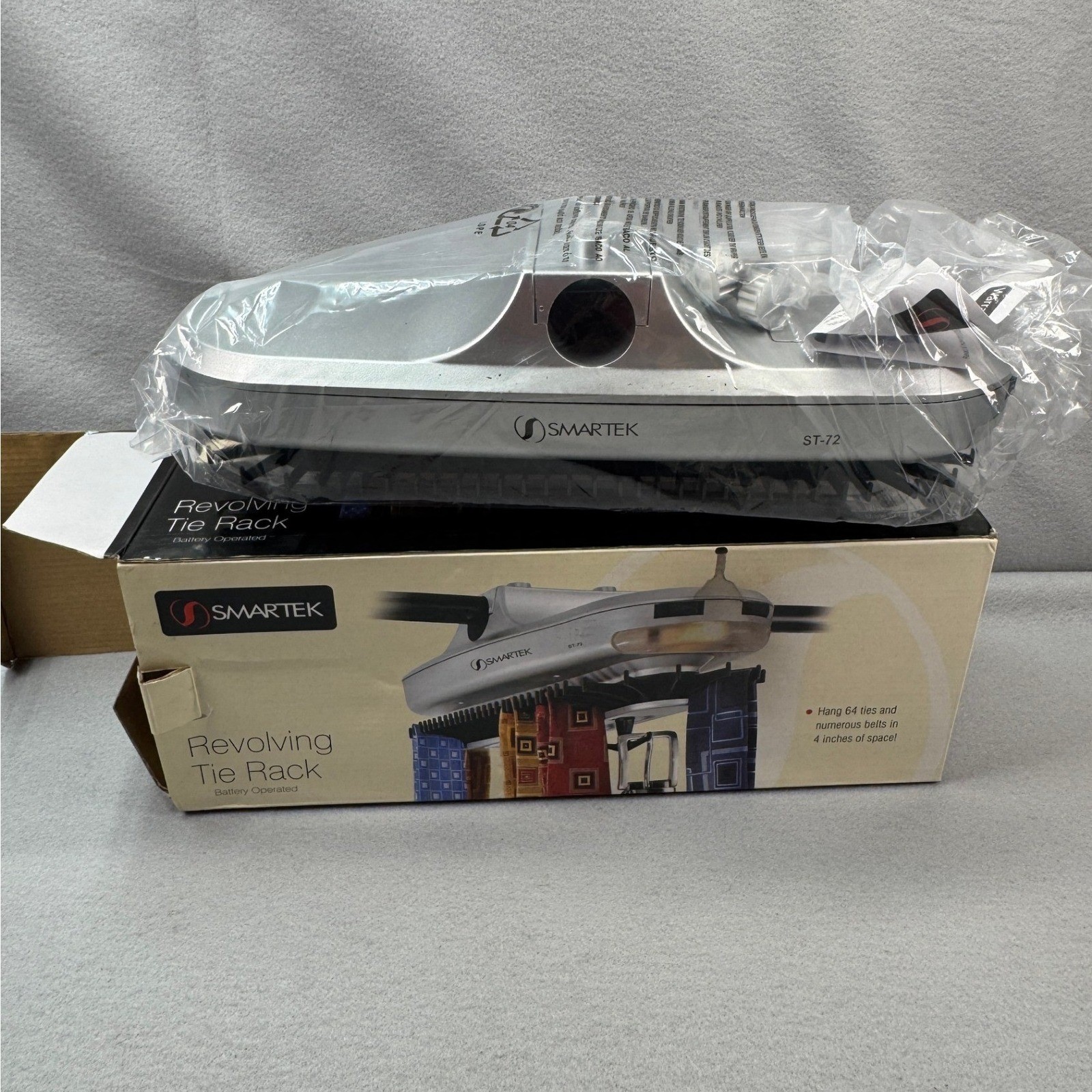 Smartek Revolving 64+ Tie Belt Rack Mens Silver Motorized ST-72 New Open Box