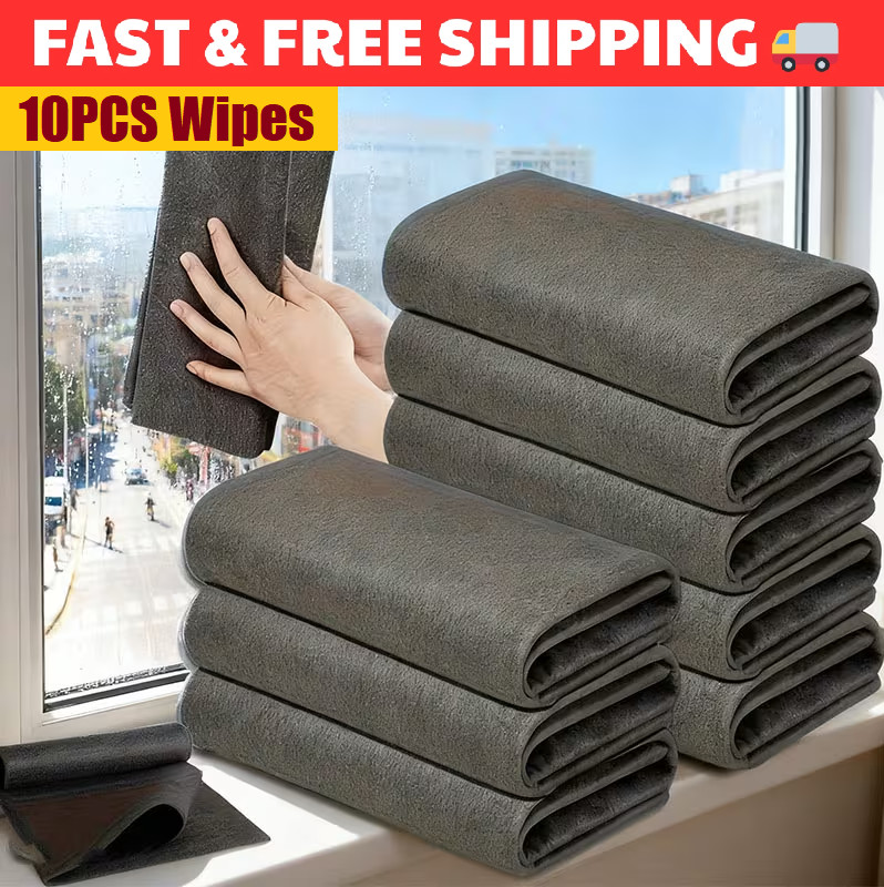 10PCS Magic Glass Cleaning Cloth Microfiber Cleaning Towels for Windows Kitchen