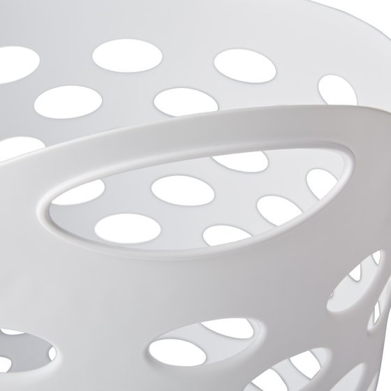 (2 pack) Mainstays Plastic Round Laundry Hamper, White, with Carrying Handles