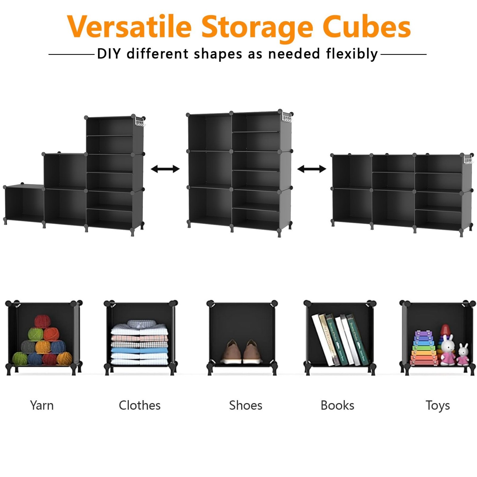 6 Cube Closet Organizer Storage Shelves – Stackable Portable DIY Shelving Unit f