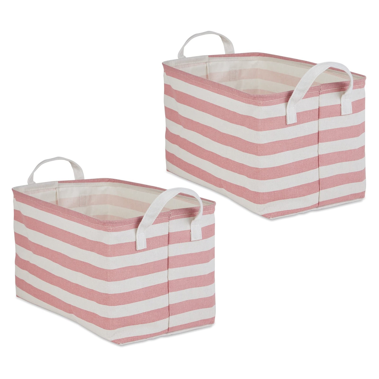 SET/2 DII Collapsible Bin, Cotton/Polyester, 10.5×17.5 x 10″H, Rose Stripe
