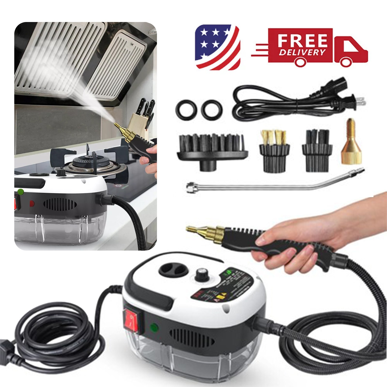 Handheld Pressurized Steam Cleaner,2500W Handheld High Temp Portable Cleaning Ma