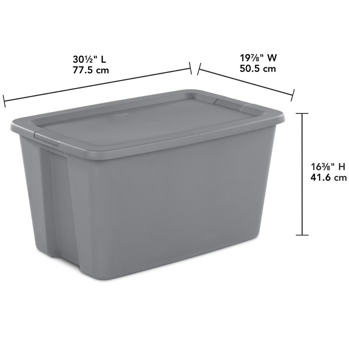 Sterilite 30 Gallon Storage Bin w/ Snap-On Lid Gray Plastic Tote 2 Pack