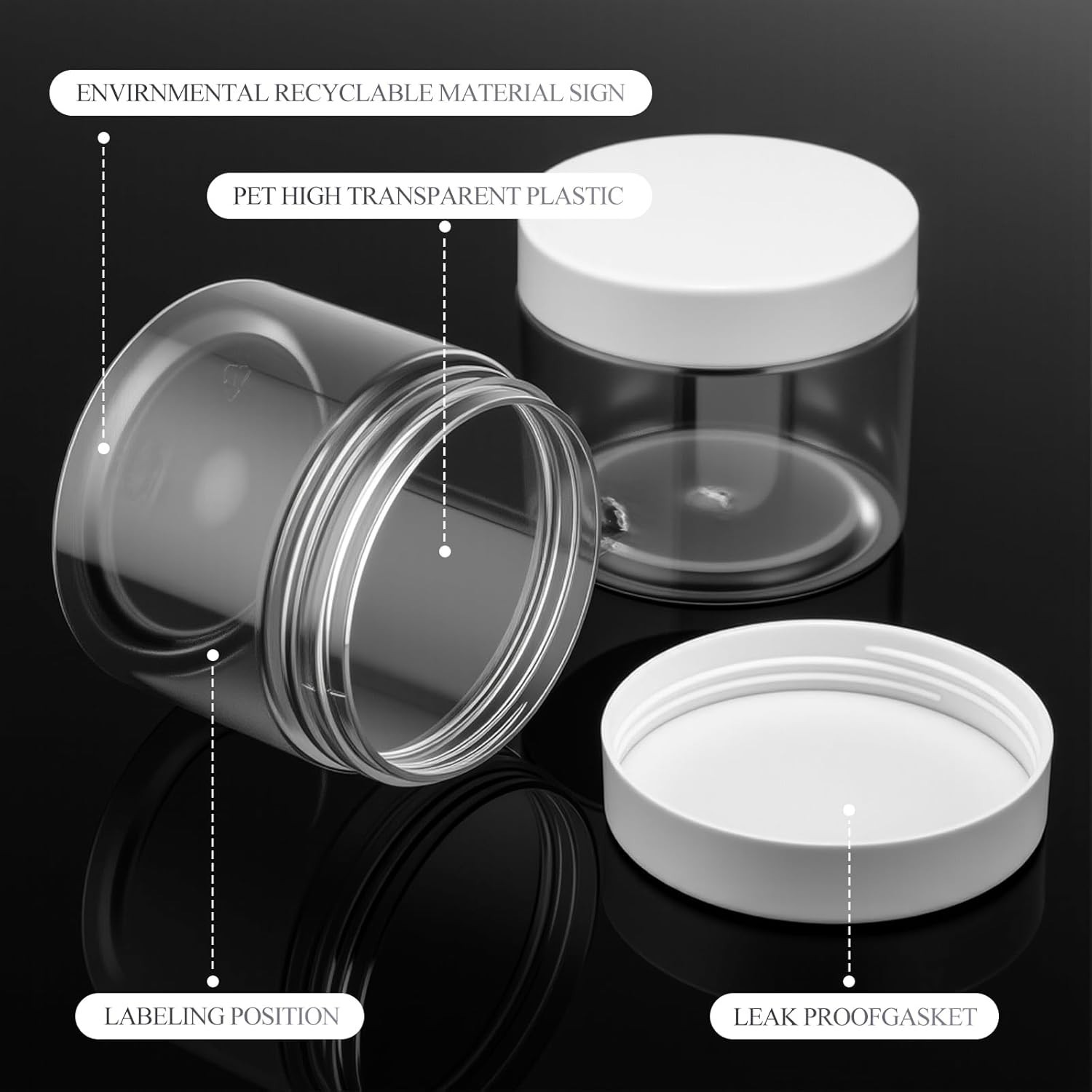 Empty 2 oz Round Plastic Jars 16 Count White Screw Top Containers for DIY Crafts