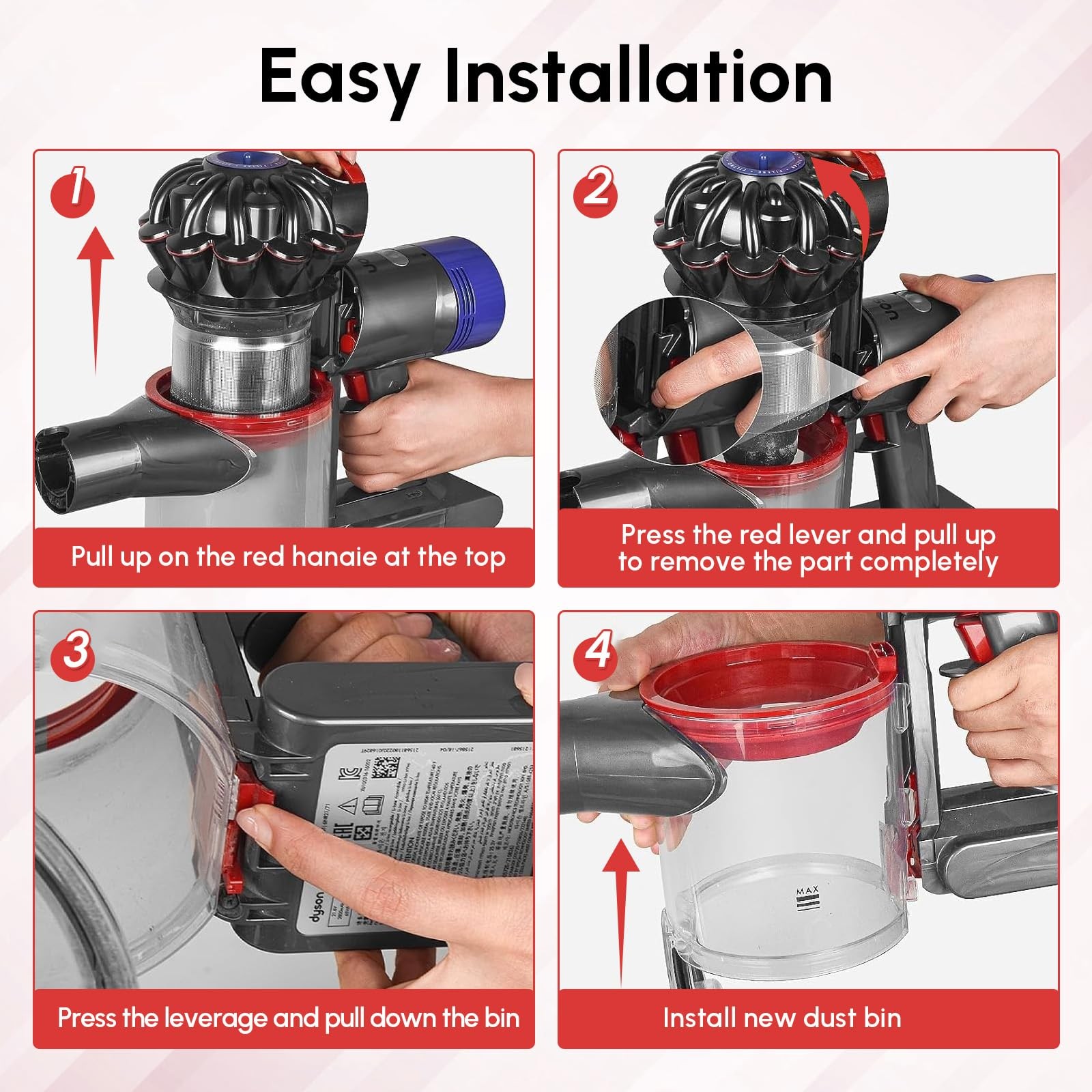 Dyson V7 V8 SV10 SV11 Dust Bin Replacement Parts for Animal Hair Vacuum