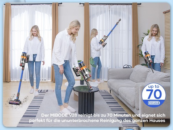 V28 Cordless Vacuum Cleaner Brushless Motor 45kpa 550W 65min Runtime Rechargeble