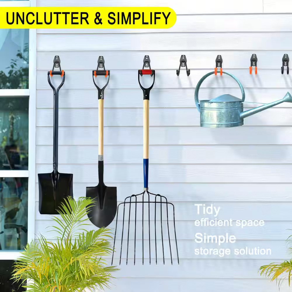 8 Pack 2.75 In. Black Steel Heavy Duty Garage Hooks Wall Rack with Non-Slip PVC