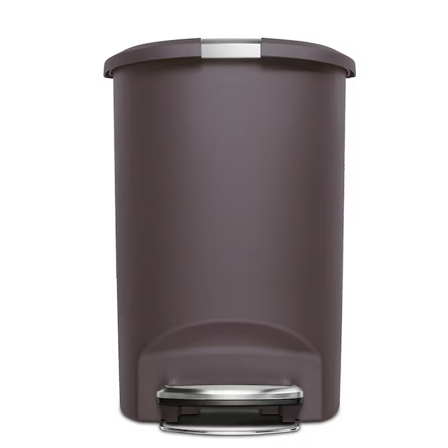 simplehuman 13 Gal Semi Round Step Trash Can Locking Lid Mocha Plastic CW1343