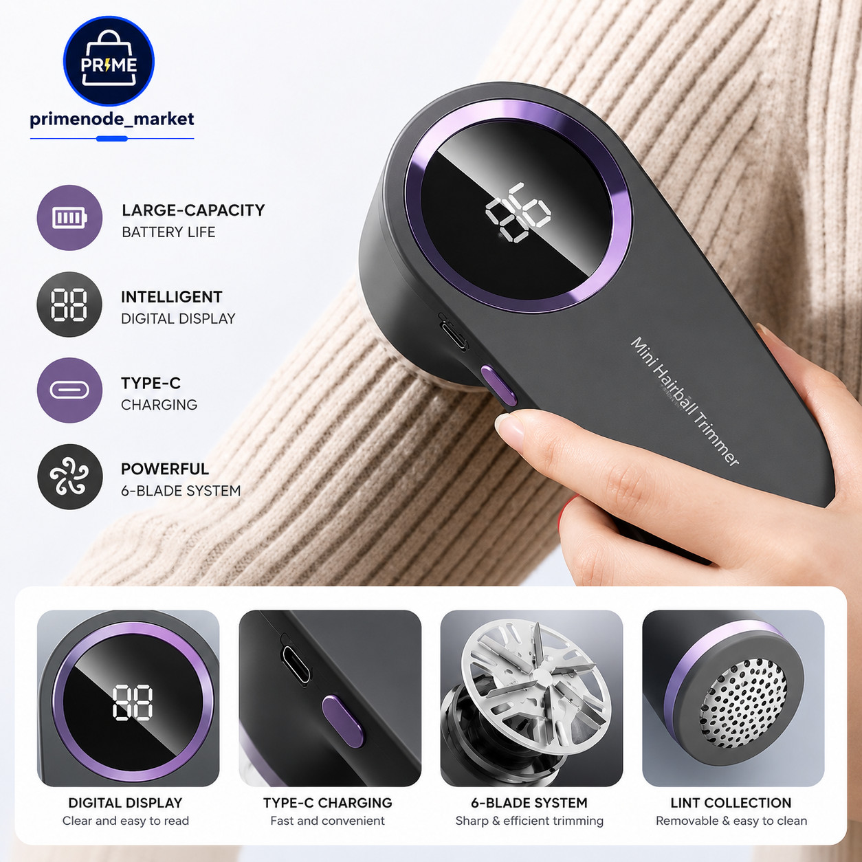 Rechargeable Fabric Shaver Lint Remover USB Electric Fuzz Pill Remover LED
