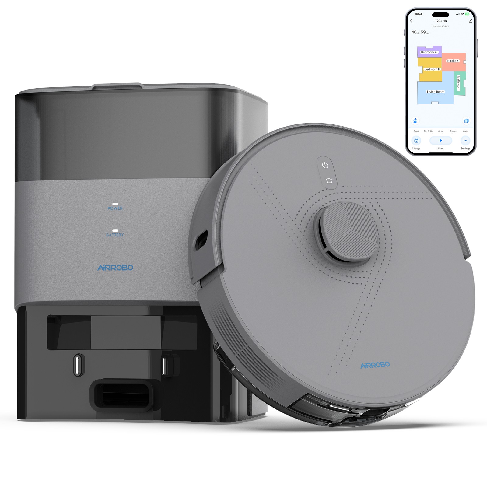 Refurbished AIRROBO L50 Robot Vacuum and Mop Cleaner Self Emptying Home Pet Hair