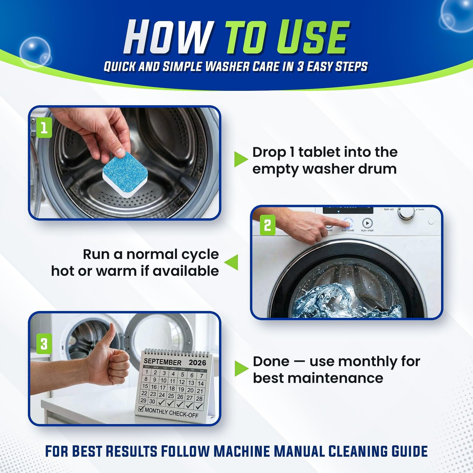 True Fresh Washing Machine Cleaner Tablets 25 Pack for Front Load, Top Load &…