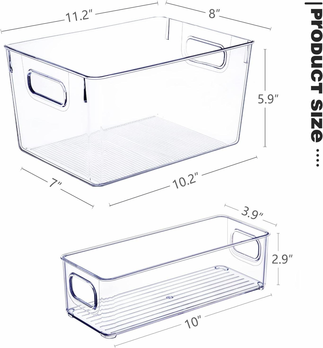 Set of 8 Clear Plastic Storage Bins, 4 Large and 4 Small Stackable Storage Conta