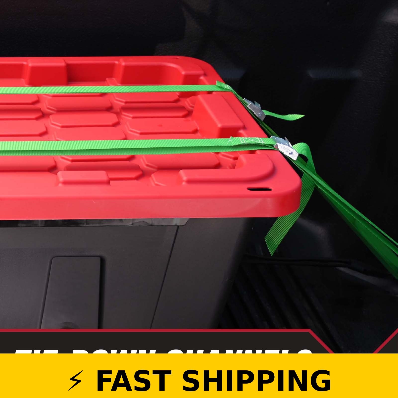 Hyper Tough 27 Gallon Storage Bin with Snap Lid, Black and Red
