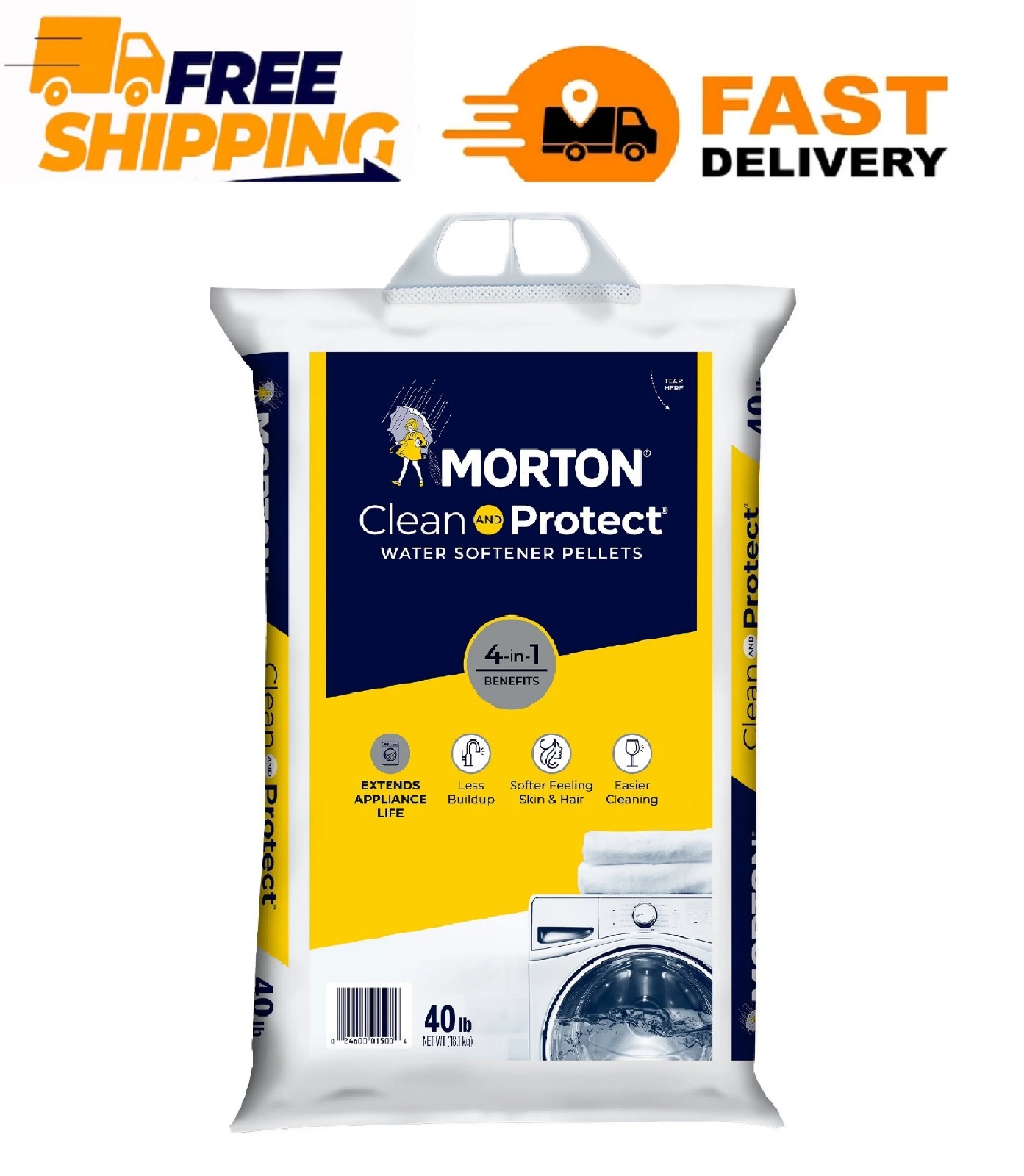 Morton Salt Clean and Protect Water Softener Salt Pellets, 40 lb. Bag (pack 1)