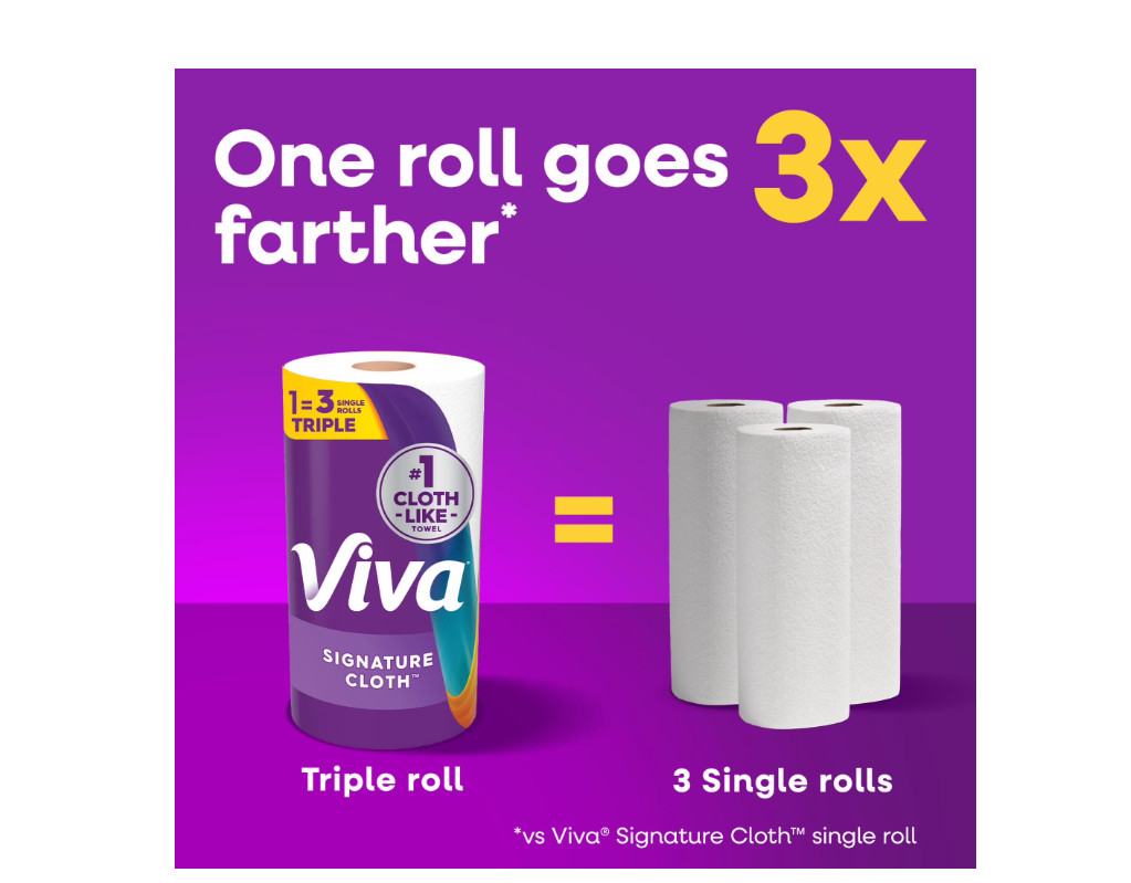 Viva Signature Cloth Paper Towels, 8 Triple Rolls, 129 Sheets per Roll
