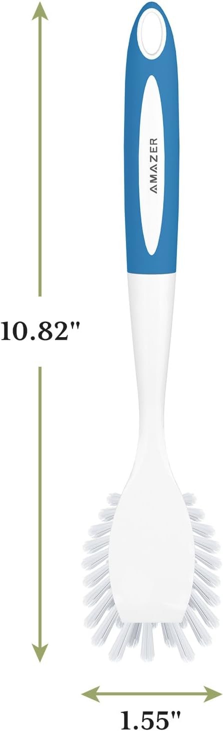 Dish Brush with Handle, 2 Pack Kitchen Scrub Brushes for Cleaning, Dish Scrubber