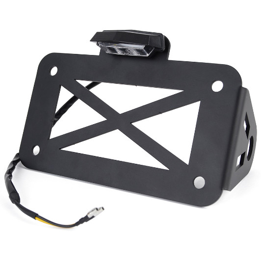 Motorcycle Black Metal Side Mount License Plate Number Tail Light Bracket Holder