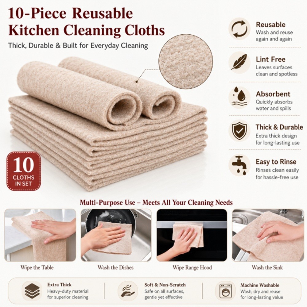 10-Pack Super Absorbent Luffa Dishcloths – Natural Plant Fiber Cleaning Towels
