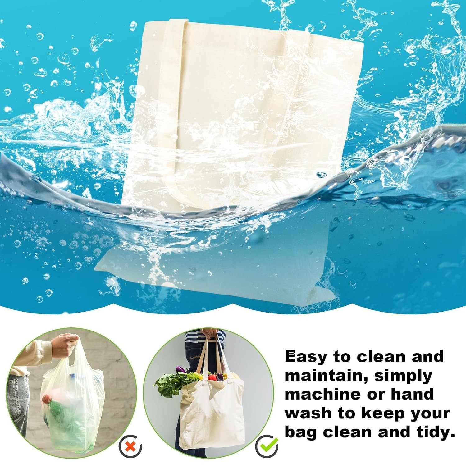 RAINFLOW Blank Canvas Tote Bags – 4 Pack Plain Cotton Totes with Handles