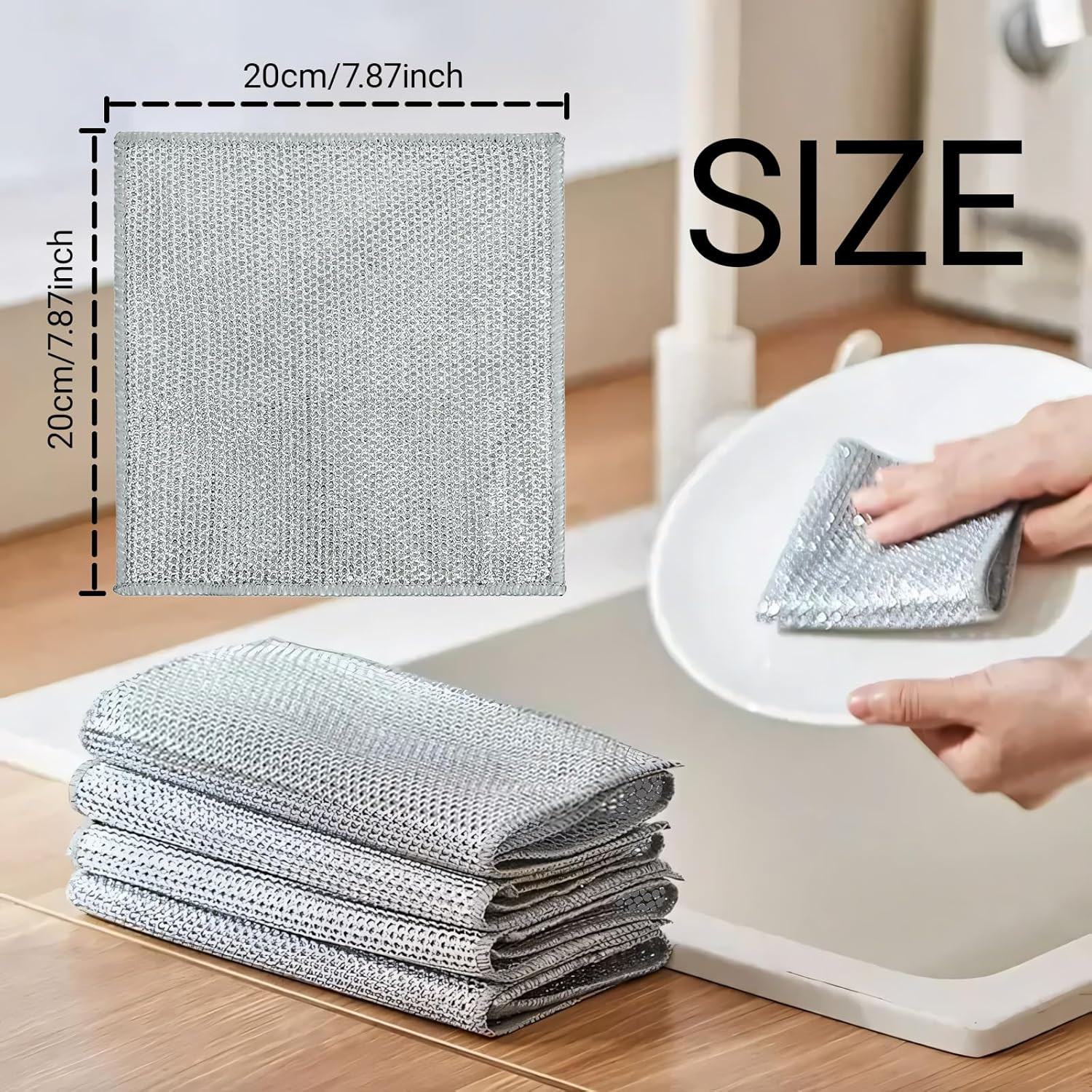 10pc Non-Scratch Wire Dish Cloth Multipurpose Single Layer Mesh Scrubber Rags