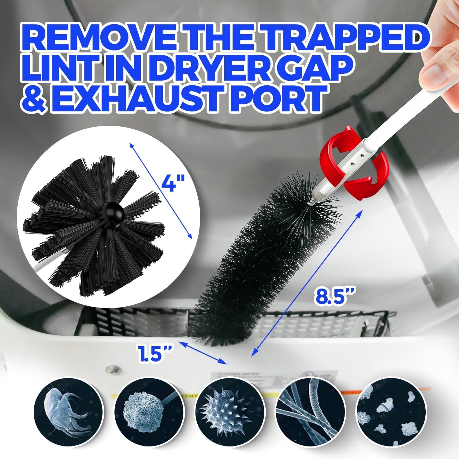 Dryer Vent Cleaner Kit Lint Brush Drill Attachment Duct Cleaning Tool Snake 16FT