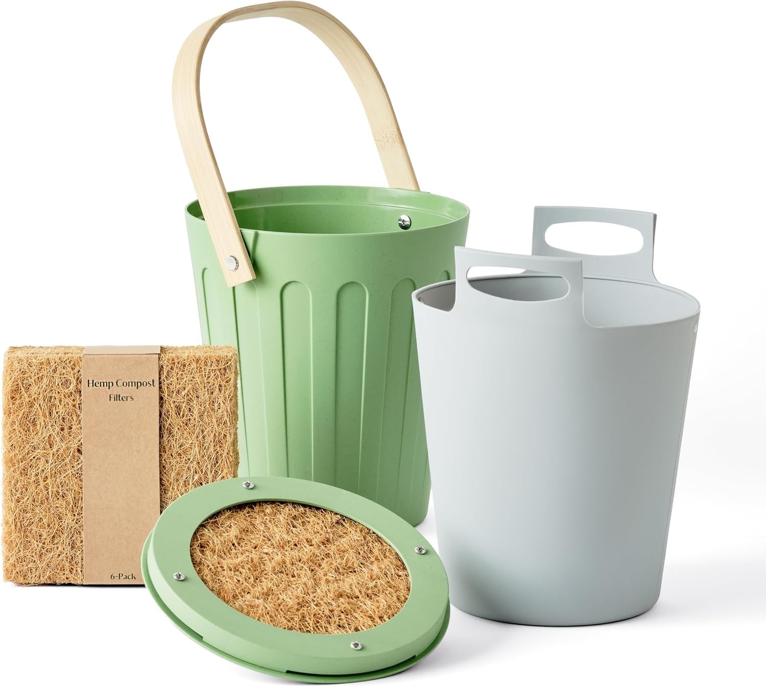 Martha Stewart Countertop Compost Bin .7 Gallon Sage Green w/ Filters NEW