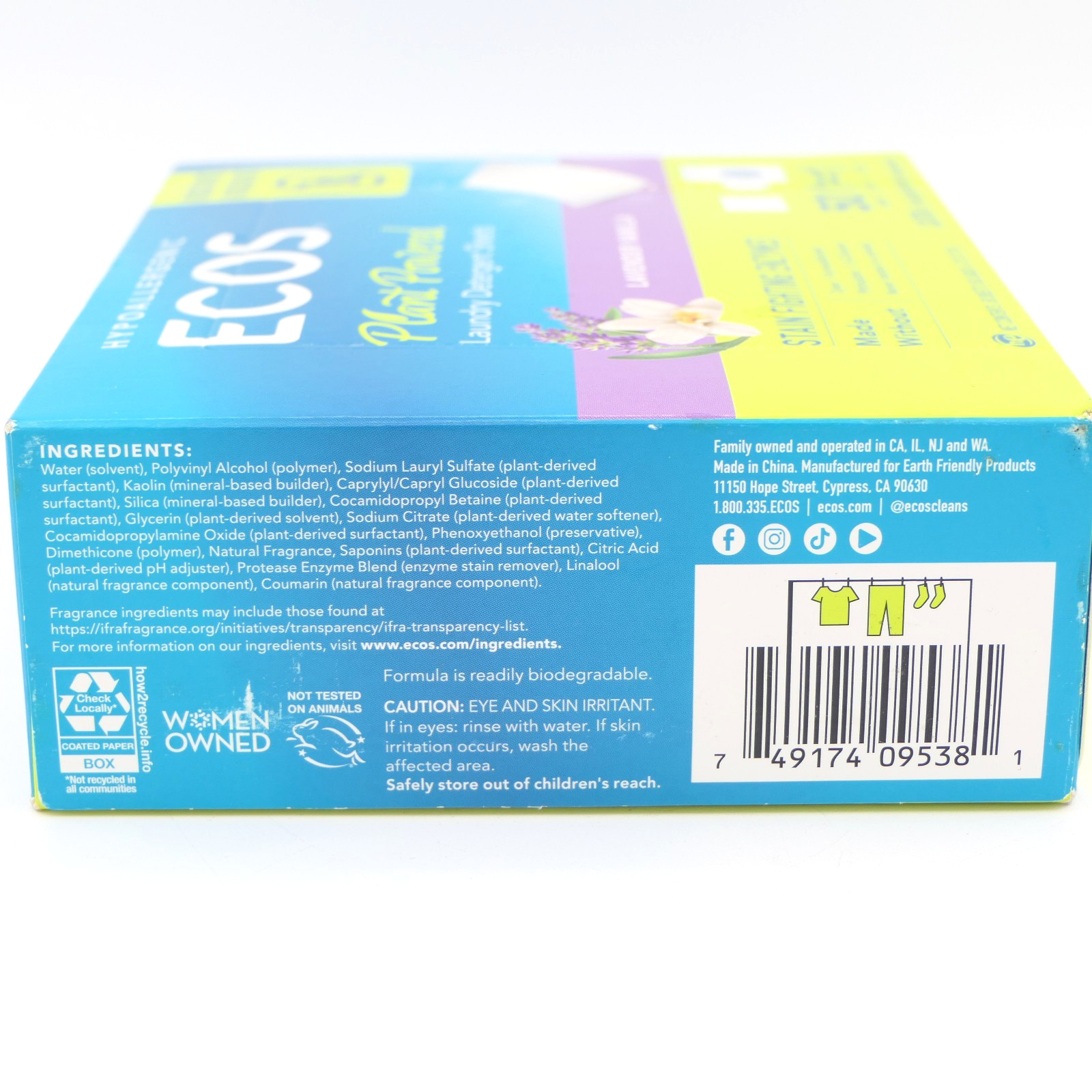 ECOS Plant Powered Laundry Detergent Sheets Lavender Vanilla 50 Loads