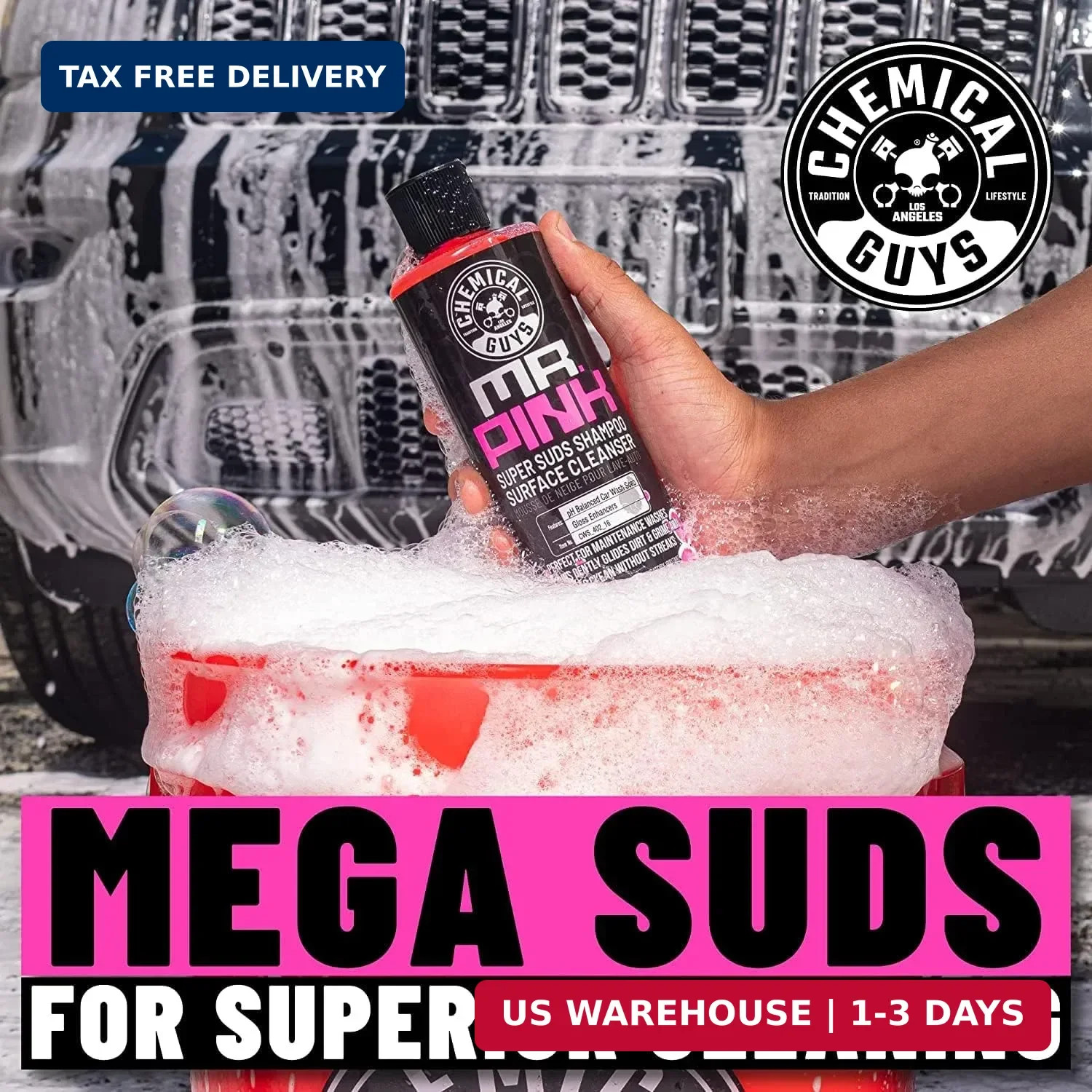 Chemical Guys Mr. Pink Car Wash Soap – 16 oz Super Suds Foaming Car Wash Soap fo