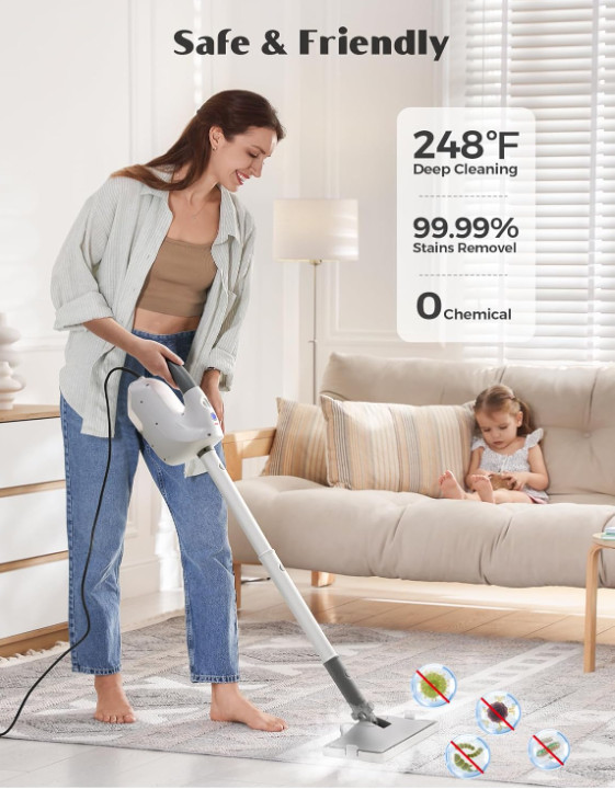 Mopa Vapor 10en1 Limpiador Mano 350ml Pisos Alfombras Azulejos 2 Niveles, Nuevo
