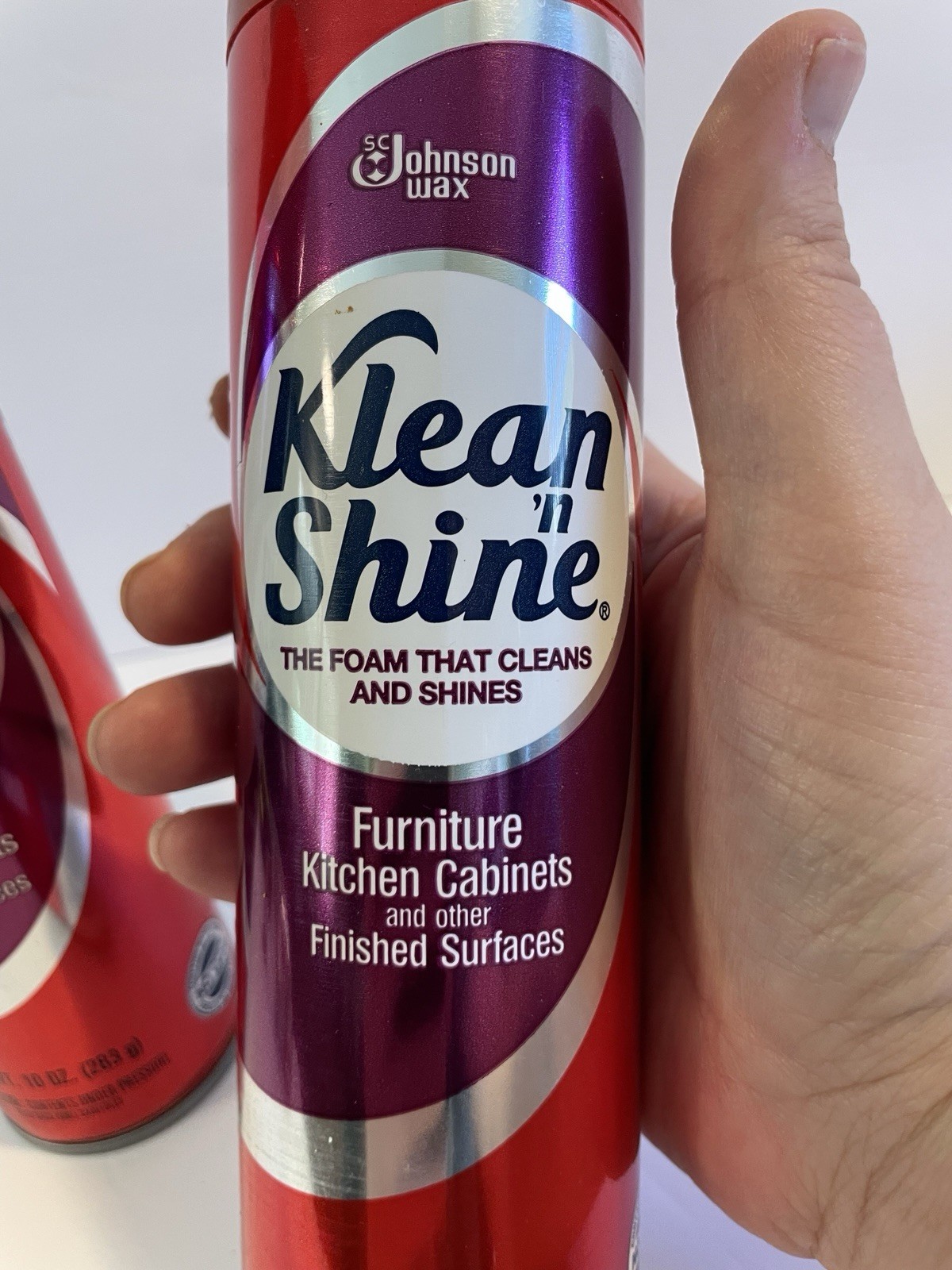 Vintage Johnson Wax Klean ‘n Shine Foam All Purpose Cleaner Furniture Lot Of 2