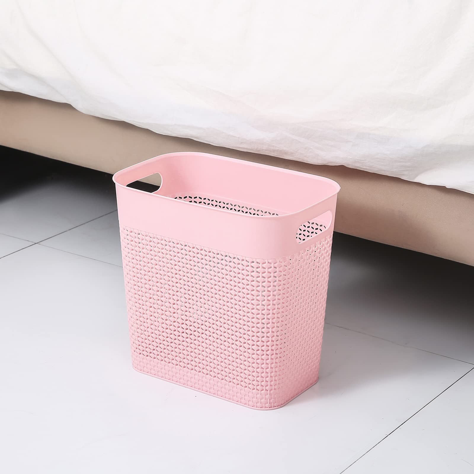 1 Pack 3G Pink Plastic Trash Can, Wastebasket, Garbage, Bathrooms, Kids Rooms