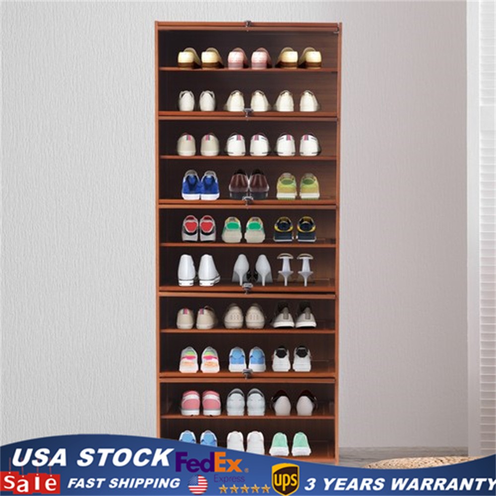 Shoe Rack Organizer For Closet Shelf Entryway 10 Tier Bamboo Solid 30 Pair Shoes