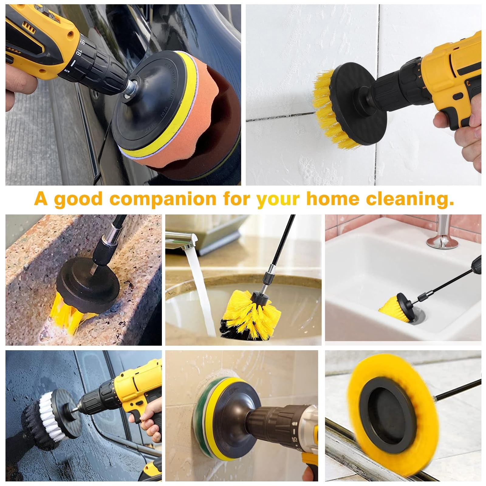 30PCS Drill Brush Attachment Set Power Scrubber Kit for Bathroom Car Floor