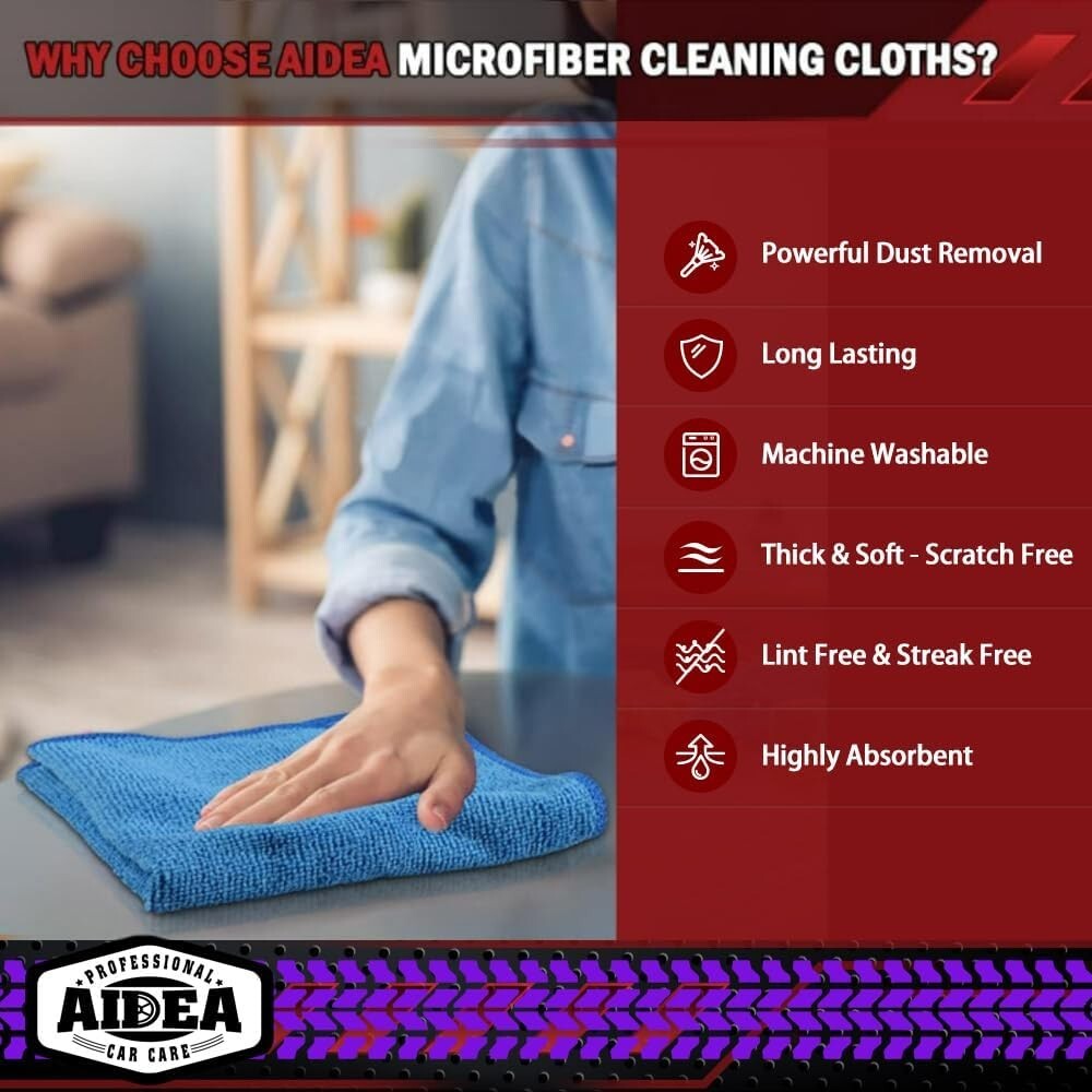 Microfiber Cleaning Cloth Set of 50 Towel Rag Car Polishing Detailing No-Scratch