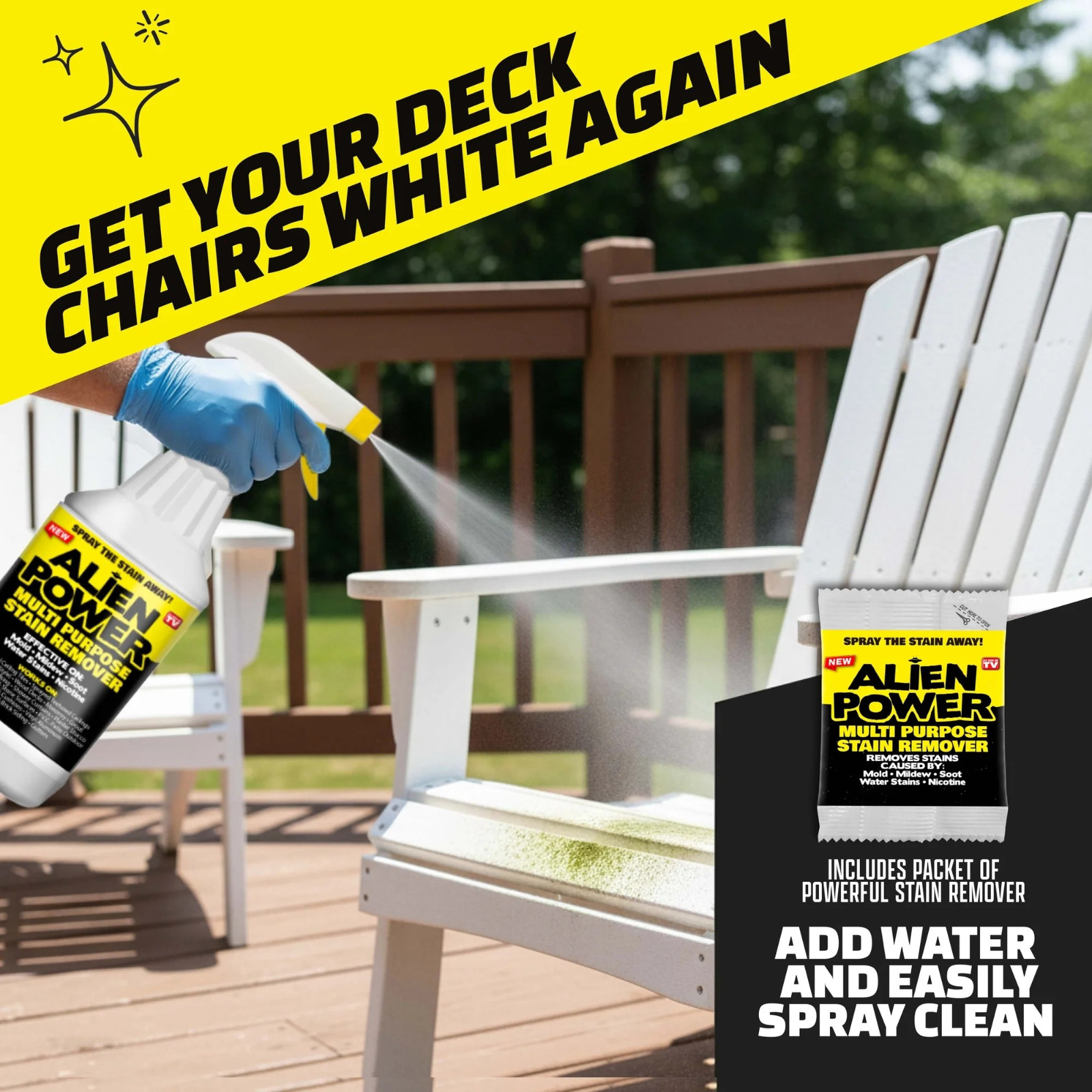 Alien Power Stain Remover Kit – Mold, Mildew & Algae Cleaner with Spray Bottle