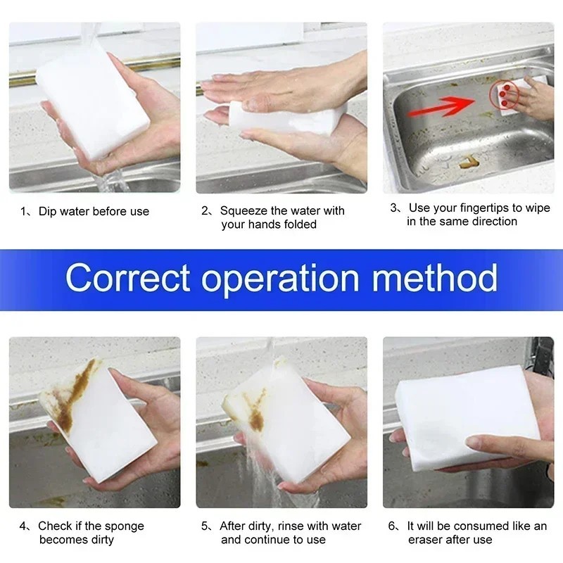 100 PCS Sponge Eraser BULK PACK Melamine Cleaning Foam 3/4″ Thick Kitchen Bath